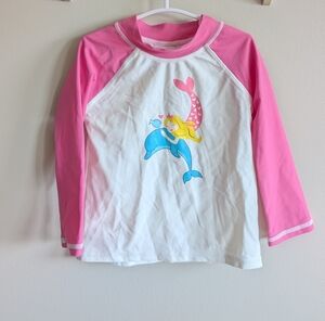 Flap Happy Pink and White Mermaid Swim Top